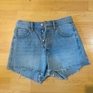 Aritzia denim forum the yoko high waisted button fly shorts